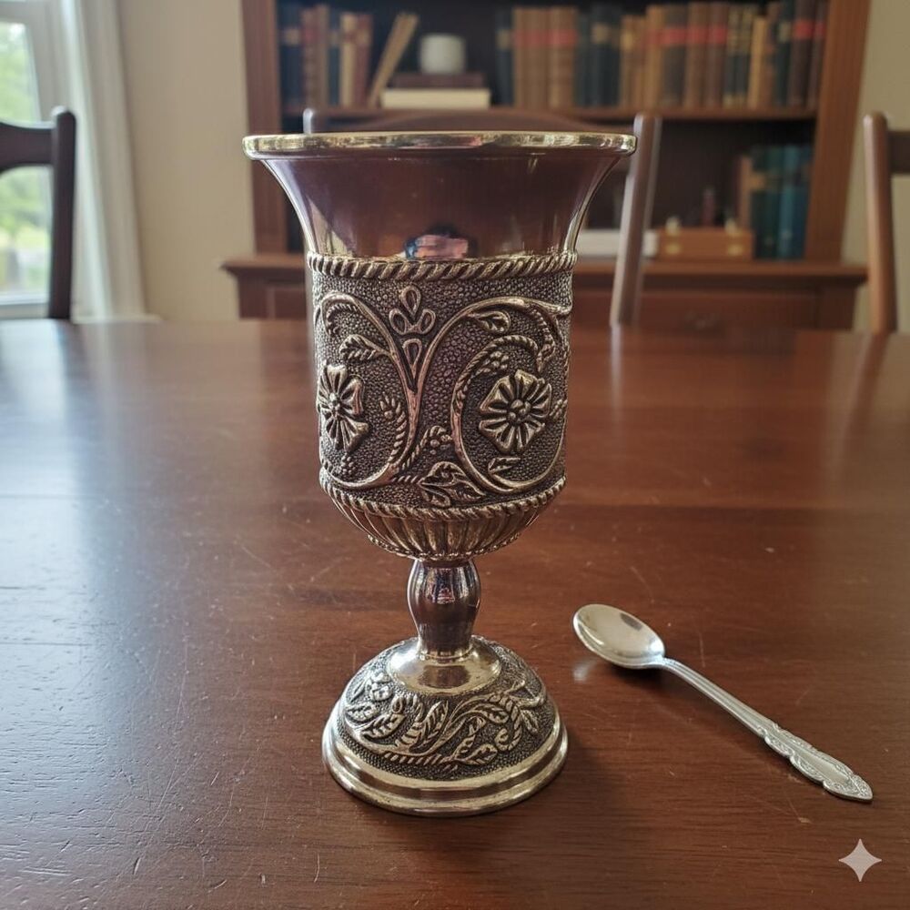 Vintage Ornate Floral Silver-Plated Goblet - Legacy Collection